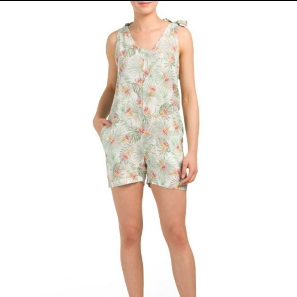 Francesca Bittini tropical print romper 100% linen